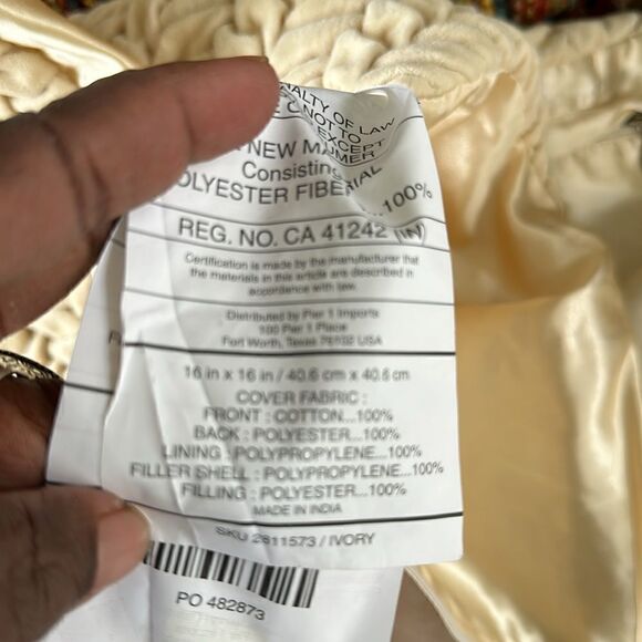 Pier 1 Ivory Textured Pillow Covers (2) 16”x16” - Picture 8 of 9